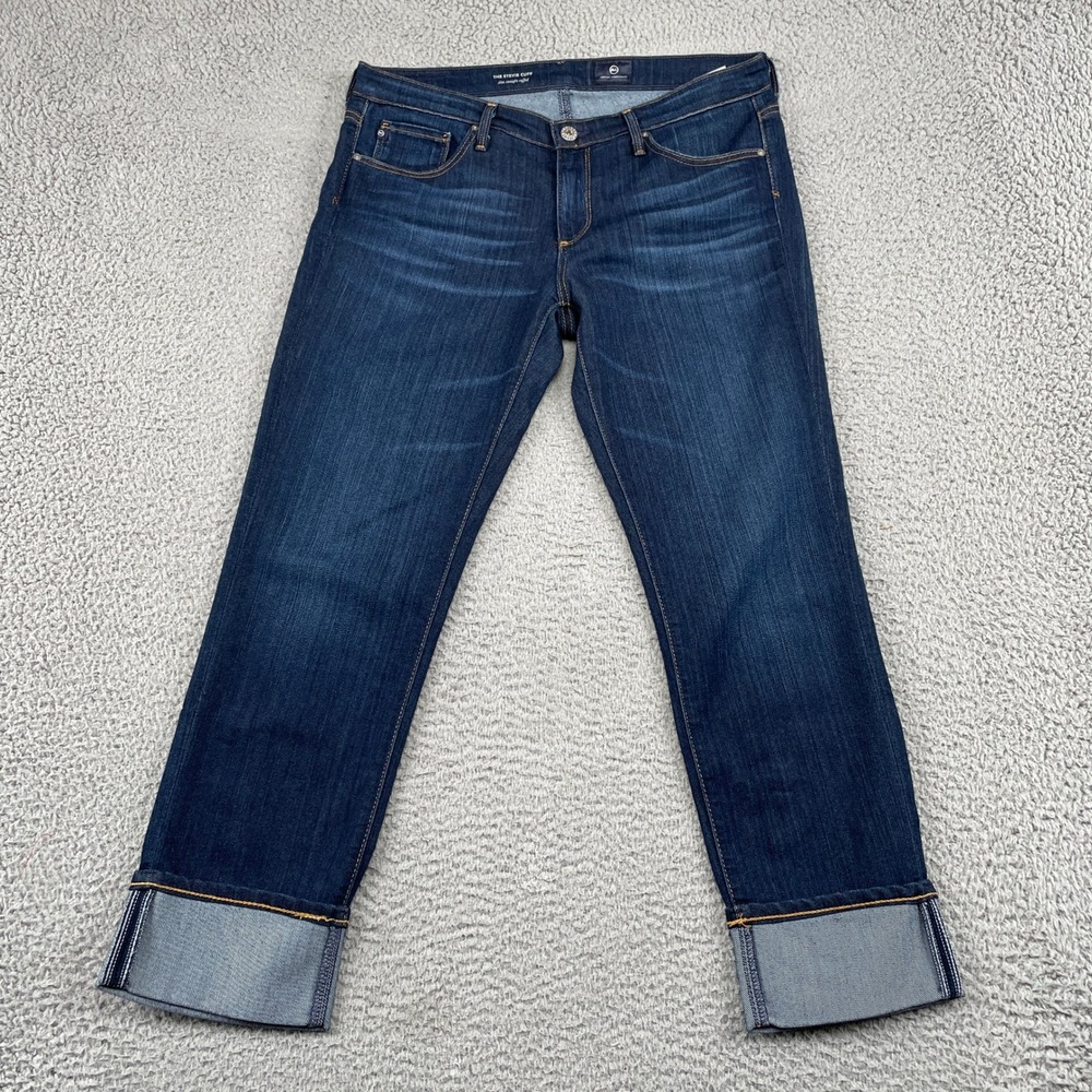 AG Adriano Goldschmied Jeans Womens 30 Blue The Stevie Cuff Slim Straight Cuffed